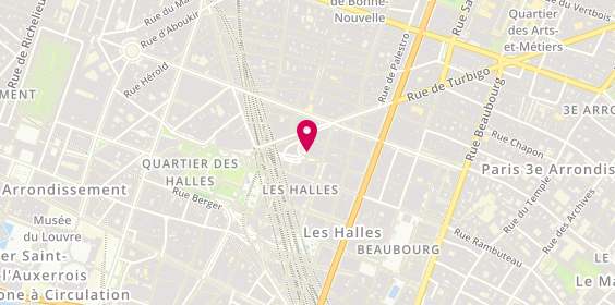 Plan de Sagone, Ligne Métro : 1
22 Rue Mondétour 4, 7, 11, 14 Rer : A, B, D, 75001 Paris